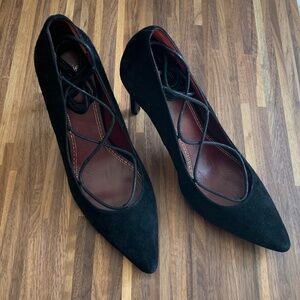 Maje Leather Lace-Up Heels